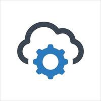 Cloud setting icon - vector illustration . Cloud, Data, Storage, Setting, Settings, Manage, Gear, Options, Preferences, line, outline, icons .