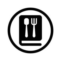 restaurant icon in round shape. forks and spoons isolated vector