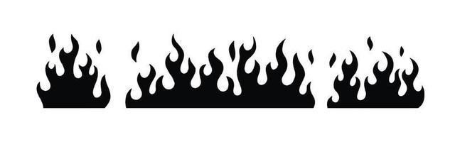 Set of fire in black with various shapes and lengths vector