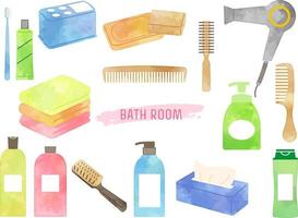 illustration set of watercolor hand-drawn daily necessities -bathroom supplies vector