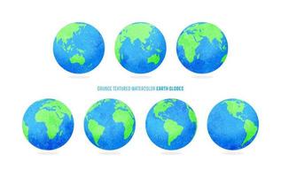 ilustración de globos terrestres - acuarela texturada grunge vector