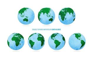 Earth globes illustration -grunge textured watercolor vector