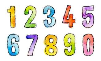 watercolor vector colorful numbers