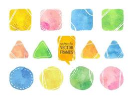 Watercolor vector squares, triangles, circles