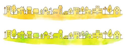 watercolor hand drawn houses vector