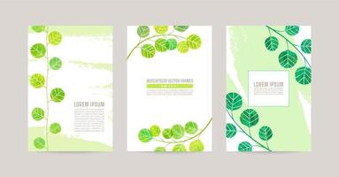 Postcard set with leaves illustration, for greeting card, eco banners vector