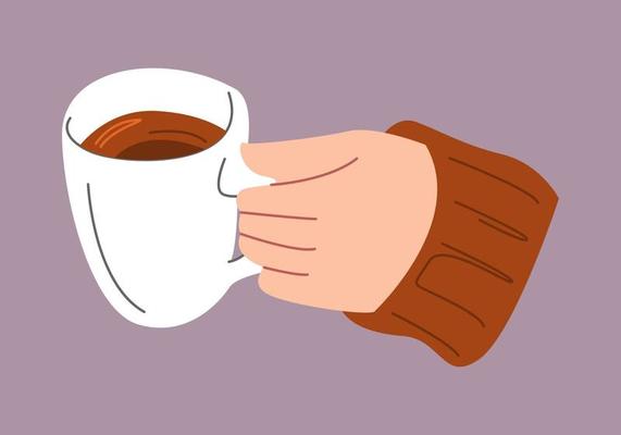 hand hold a coffee cup hand drawn, line drawing isolated symbol at brown  background 3587543 Vector Art at Vecteezy