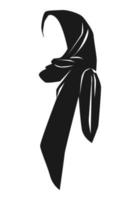 silhouette of hijab muslim woman. veil, women's headscarf. concept of clothing, religion, ramadan, fashion, women. for print, sticker, pattern, etc. black and white vector illustration.