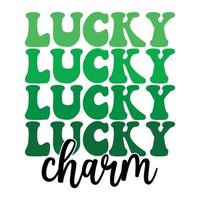 Lucky Charm .Saint Patrick Day Lettering Decoration. Cloverleaf And Green Hat. Saint patricks Day Typography Poster vector