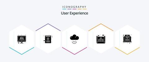 User Experience 25 Glyph icon pack including development. site map. document. site. wifi vector