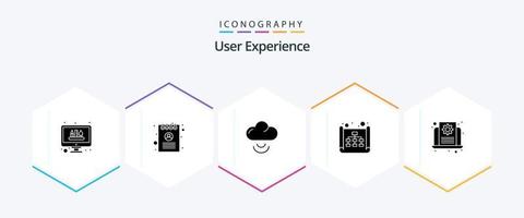 User Experience 25 Glyph icon pack including development. site map. document. site. wifi vector