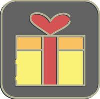 icono de regalo de san valentín. elementos de celebración del día de san valentín. iconos en estilo en relieve. bueno para impresiones, carteles, logotipos, decoración de fiestas, tarjetas de felicitación, etc. vector