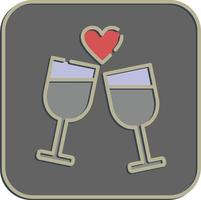 icono cita romántica. elementos de celebración del día de san valentín. iconos en estilo en relieve. bueno para impresiones, carteles, logotipos, decoración de fiestas, tarjetas de felicitación, etc. vector