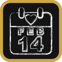 Icon valentine day calendar. Valentine day celebration elements. Icons in chalk style. Good for prints, posters, logo, party decoration, greeting card, etc. vector