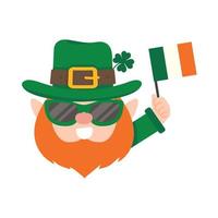 Funny leprechaun cartoon celebrating by drinking beer on Saint Patrick's Day. vector