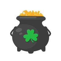 una olla que contiene muchas monedas de oro. concepto de riqueza para la fiesta de san patricio vector