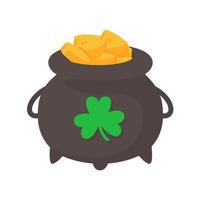 una olla que contiene muchas monedas de oro. concepto de riqueza para la fiesta de san patricio vector