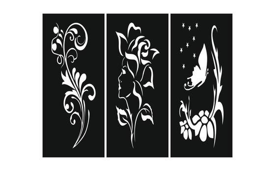 Decorative floral patterns, geometric template for cnc laser cutting vector
