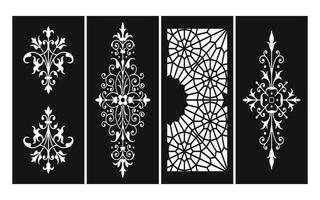 Decorative floral patterns, geometric template for cnc laser cutting vector