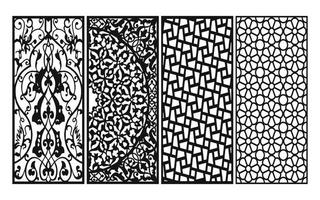 Decorative floral patterns, geometric template for cnc laser cutting vector