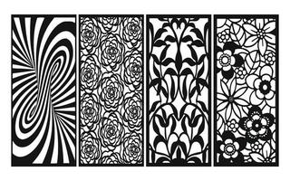 Decorative floral patterns, geometric template for cnc laser cutting vector