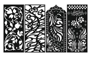 Decorative floral patterns, geometric template for cnc laser cutting vector