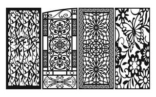 Decorative floral patterns, geometric template for cnc laser cutting vector