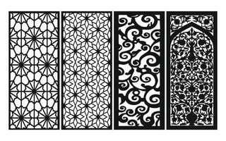 Decorative floral patterns, geometric template for cnc laser cutting vector