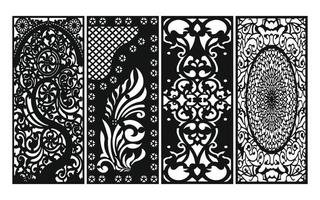 Decorative floral patterns, geometric template for cnc laser cutting vector