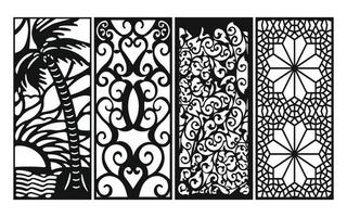Decorative floral patterns, geometric template for cnc laser cutting vector