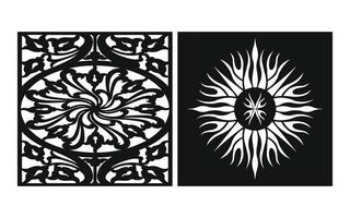 Decorative floral patterns, geometric template for cnc laser cutting vector