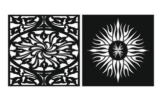 Decorative floral patterns, geometric template for cnc laser cutting vector