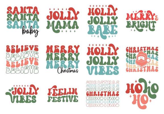 Retro Christmas Typography design bundle