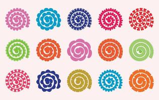 Rolled Paper Flower Templates Vector for CUT