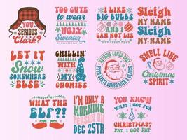 Funny Christmas Typography design bundle for cut file vector