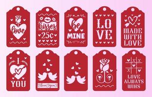 Paquete de vectores de etiquetas de regalo de San Valentín para corte por láser
