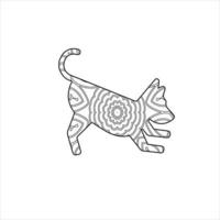 Vector mandala cat coloring page for kids and adult