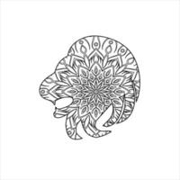 Vector lion mandala coloring page for kids and adult