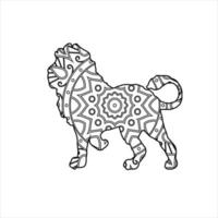 página para colorear de mandala de león vectorial para niños y adultos vector