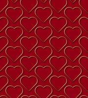 Gold hearts on red backdrop. Valentine's Day. vector