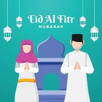 banner de eid al fitr con ilustración de adorno islámico vector