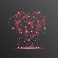 Resumen de fondo de San Valentín de tecnología de corazón rojo. tecnología con línea, digital, corazón, punto, alta tecnología, concepto de San Valentín, vector. corazón tecnológico para el día de san valentín, fondo, banner web. vector