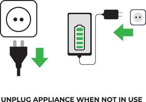 Eco-friendly tips unplug appliances when not in use vector