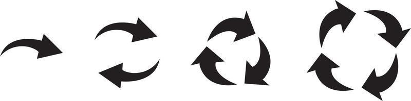 vector de icono redondo de flecha. diseño de reciclaje de círculo de flecha negra. flecha circular negra. vector de icono de conjunto de reciclaje.