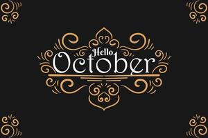 hola letras de octubre vector