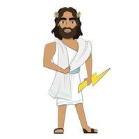 Male greek god young with long hair and lightning in his hand vector