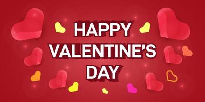 Happy valentines Day Background, Happy valentines day text effect with banner design template with love vector