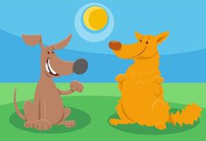 two happy cartoon dogs comic animal characters vector