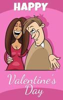 Valentine card design with cartoon couple in love vector