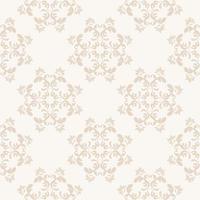 Damask pattern with circular pattern of plant elements. Beige color. Seamless vector background. For textiles, wallpaper, tiles or packaging.